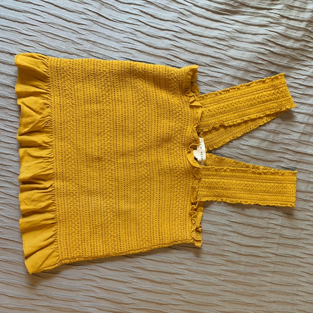 Pacsun yellow fringe crop top with straps